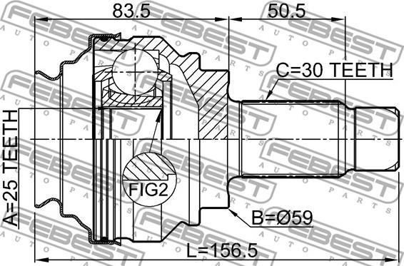 Febest 1910-X1R - Шарнирный комплект, ШРУС, приводной вал autospares.lv