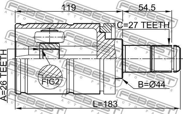 Febest 1911-E53LH - Шарнирный комплект, ШРУС, приводной вал autospares.lv