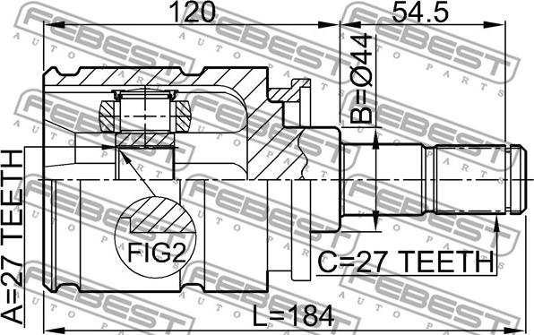 Febest 1911-X5LH - Шарнирный комплект, ШРУС, приводной вал autospares.lv