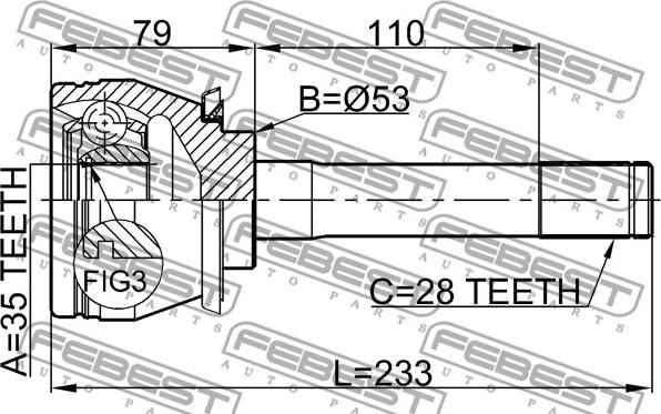 Febest 1410-MUS - Шарнирный комплект, ШРУС, приводной вал autospares.lv