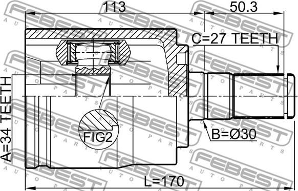 Febest 1411-KORLH - Шарнирный комплект, ШРУС, приводной вал autospares.lv