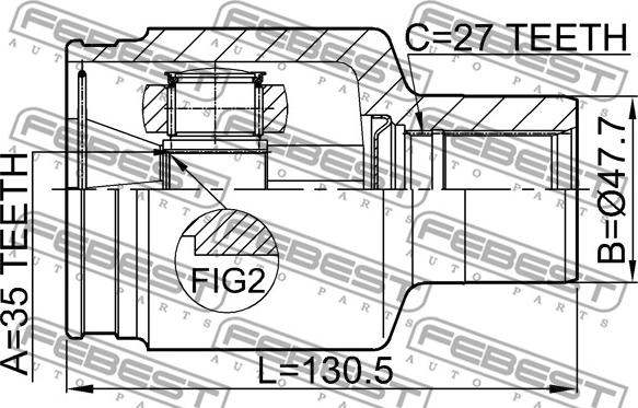 Febest 1411-MUS - Шарнирный комплект, ШРУС, приводной вал autospares.lv