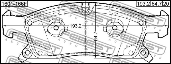 Febest 1601-166F - Тормозные колодки, дисковые, комплект autospares.lv