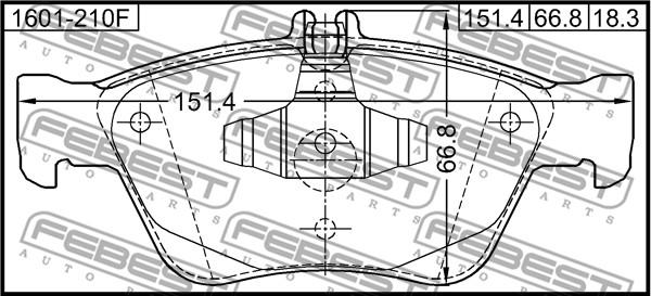 Febest 1601-210F - Тормозные колодки, дисковые, комплект autospares.lv