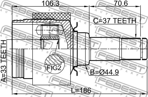 Febest 1611-251LH - Шарнирный комплект, ШРУС, приводной вал autospares.lv