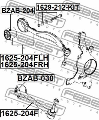 Febest BZAB-204 - Сайлентблок, рычаг подвески колеса autospares.lv