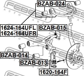 Febest 1624-164UFR - Рычаг подвески колеса autospares.lv