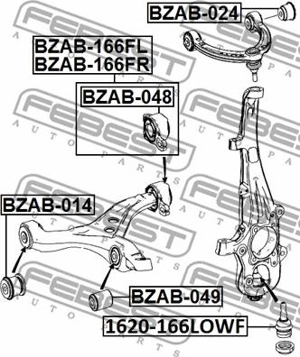 Febest BZAB-024 - Сайлентблок, рычаг подвески колеса autospares.lv