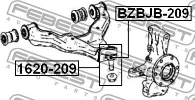 Febest 1620-209 - Шаровая опора, несущий / направляющий шарнир autospares.lv