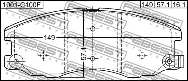 Febest 1001-C100F - Тормозные колодки, дисковые, комплект autospares.lv