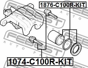 Febest 1074-C100R-KIT - Направляющий болт, корпус скобы тормоза autospares.lv