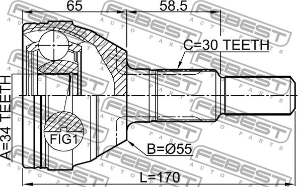 Febest 1810-ANT - Шарнирный комплект, ШРУС, приводной вал autospares.lv