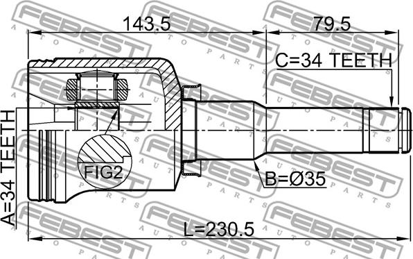 Febest 1811-ANTLH - Шарнирный комплект, ШРУС, приводной вал autospares.lv