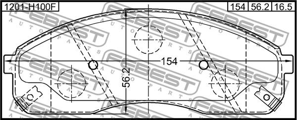 Febest 1201-H100F - Тормозные колодки, дисковые, комплект autospares.lv