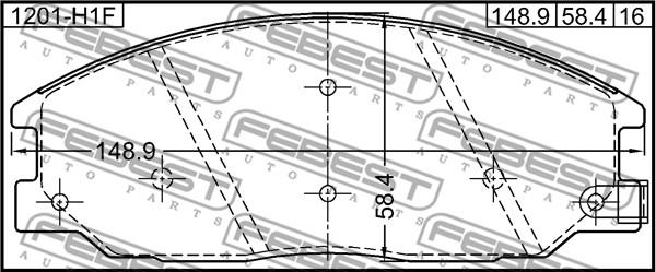 Febest 1201-H1F - Тормозные колодки, дисковые, комплект autospares.lv