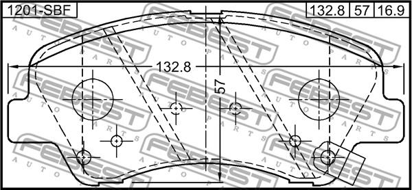 Febest 1201-SBF - Тормозные колодки, дисковые, комплект autospares.lv