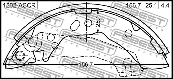 Febest 1202-ACCR - Тормозные башмаки, барабанные autospares.lv