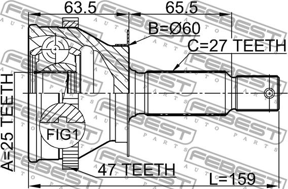 Febest 1210-011A47 - Шарнирный комплект, ШРУС, приводной вал autospares.lv