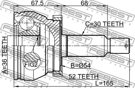 Febest 1210-CMATA52 - Шарнирный комплект, ШРУС, приводной вал autospares.lv