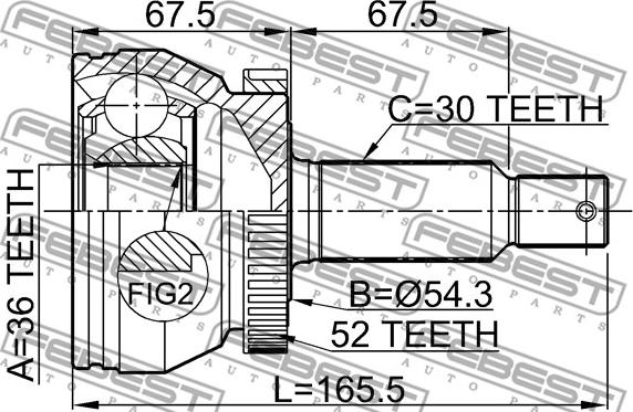 Febest 1210-SFCLA52 - Шарнирный комплект, ШРУС, приводной вал autospares.lv