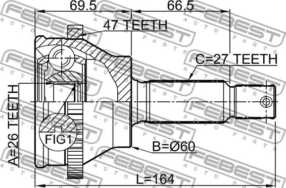 Febest 1210-SON25A47 - Шарнирный комплект, ШРУС, приводной вал autospares.lv