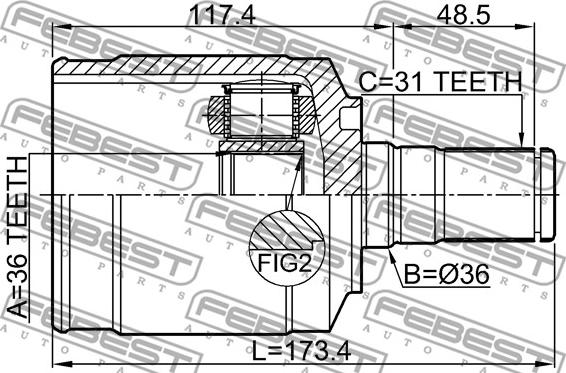 Febest 1211-CM10LH - Шарнирный комплект, ШРУС, приводной вал autospares.lv