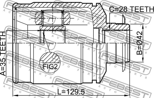 Febest 1211-CMRH - Шарнирный комплект, ШРУС, приводной вал autospares.lv