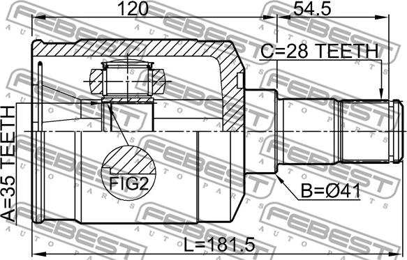 Febest 1211-DM24MTLH - Шарнирный комплект, ШРУС, приводной вал autospares.lv