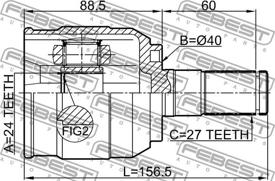 Febest 1211-IX352WDRH - Шарнирный комплект, ШРУС, приводной вал autospares.lv