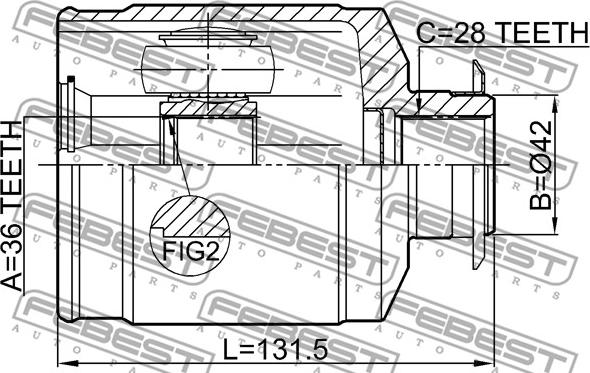 Febest 1211-SANFE22RH - Шарнирный комплект, ШРУС, приводной вал autospares.lv