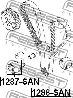 Febest 1287-SAN - Натяжной ролик, зубчатый ремень ГРМ autospares.lv