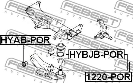 Febest 1220-POR - Шаровая опора, несущий / направляющий шарнир autospares.lv