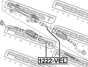 Febest 1222-VEL - Осевой шарнир, рулевая тяга autospares.lv