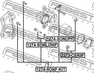 Febest 1274-SONF-KIT - Комплект направляющей гильзы, тормозной поршень autospares.lv