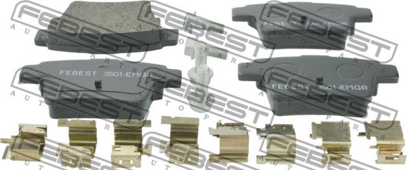 Febest 3501-EMGR - Тормозные колодки, дисковые, комплект autospares.lv