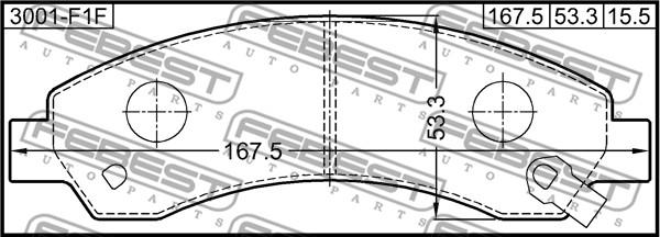 Febest 3001-F1F - Тормозные колодки, дисковые, комплект autospares.lv