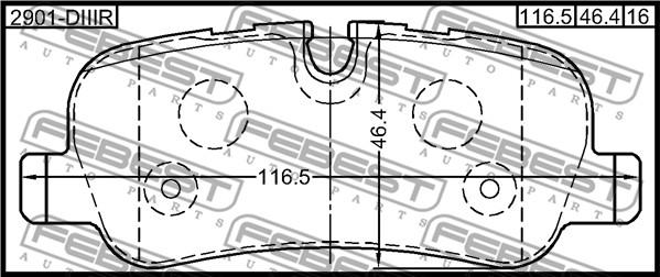 Febest 2901-DIIIR - Тормозные колодки, дисковые, комплект autospares.lv