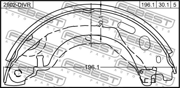 Febest 2902-DIVR - Комплект тормозов, ручник, парковка autospares.lv