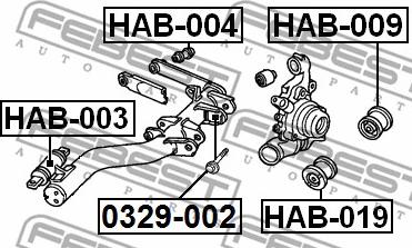 Febest HAB-019 - Сайлентблок, рычаг подвески колеса autospares.lv