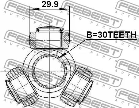 Febest 2416-MEG - Трипоид, муфта с шипами, приводной вал autospares.lv