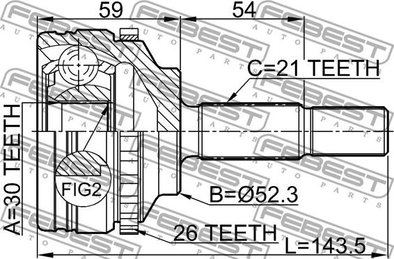 Febest 2410-LOGA26 - Шарнирный комплект, ШРУС, приводной вал autospares.lv