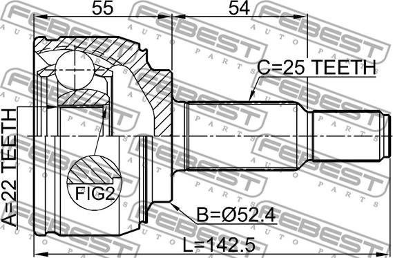 Febest 2410-SCENII - Шарнирный комплект, ШРУС, приводной вал autospares.lv