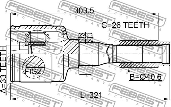 Febest 2411-DUSTRH - Шарнирный комплект, ШРУС, приводной вал autospares.lv