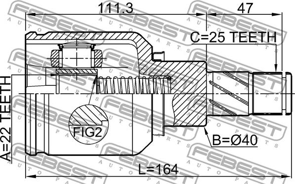 Febest 2411-FLUELH - Шарнирный комплект, ШРУС, приводной вал autospares.lv