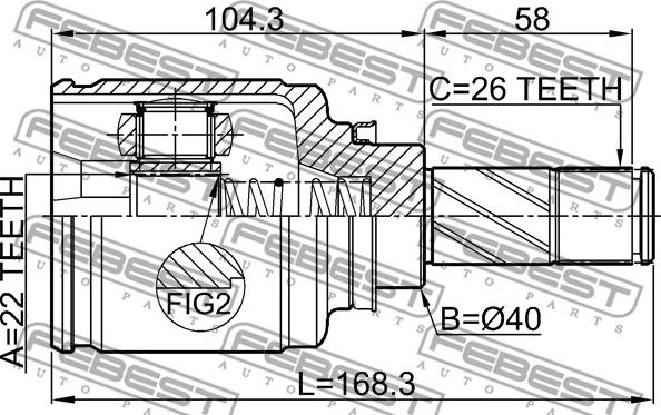 Febest 2411-KANGIILH - Шарнирный комплект, ШРУС, приводной вал autospares.lv