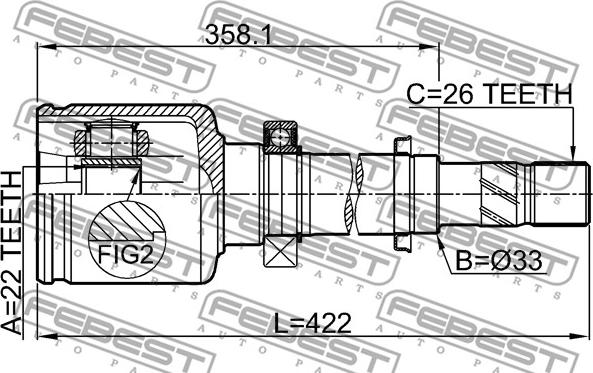 Febest 2411-KANIIRH - Шарнирный комплект, ШРУС, приводной вал autospares.lv