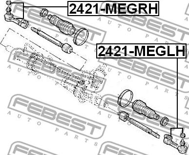 Febest 2421-MEGRH - Наконечник рулевой тяги, шарнир autospares.lv