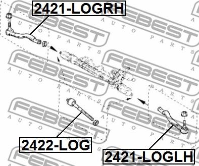 Febest 2422-LOG - Осевой шарнир, рулевая тяга autospares.lv