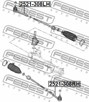 Febest 2521-308LH - Наконечник рулевой тяги, шарнир autospares.lv