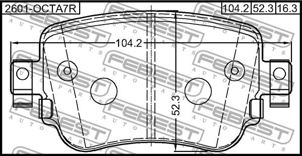 Febest 2601OCTA7R - Тормозные колодки, дисковые, комплект autospares.lv